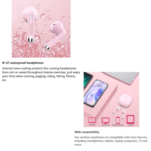 🆕WIRELESS EARBUDS! PORTABLE, EASY TO USE, NOISE CANCEL, & MORE! COLOR: P… - Picture 8 of 16